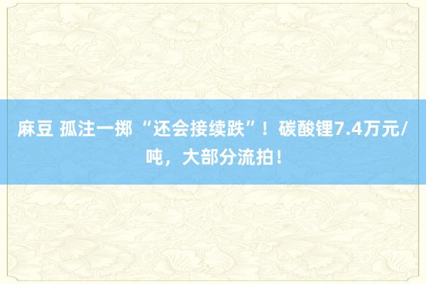 麻豆 孤注一掷 “还会接续跌”！碳酸锂7.4万元/吨，大部分流拍！