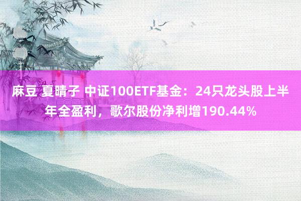 麻豆 夏晴子 中证100ETF基金：24只龙头股上半年全盈利，歌尔股份净利增190.44%