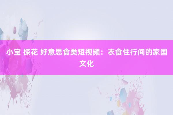 小宝 探花 好意思食类短视频：衣食住行间的家国文化